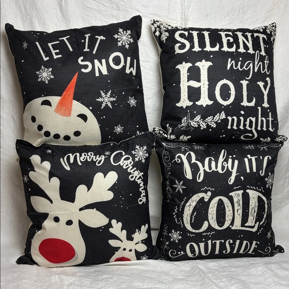 Black/White Decorative Accent Pillows/Set of 4